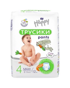 Подгузники трусики Happy Maxi 4 универсальные 8 14 кг 12 шт Bella