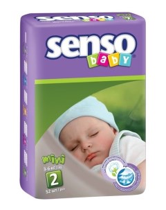 Подгузники для новорожденных Mini 3 6 кг 52 шт Senso baby