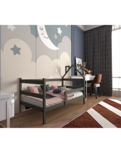 Кровать детская Софа домик спальное место 160х80 масло Графит из массива Moonlees