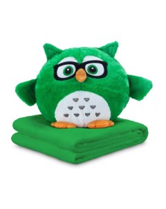 Мягкая игрушка Подушка с пледом 3 в 1 Сова зеленый 40 см Sun toys