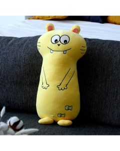 Мягкая игрушка подушка Кот зубастик 50 см цвет желтый Nobrand