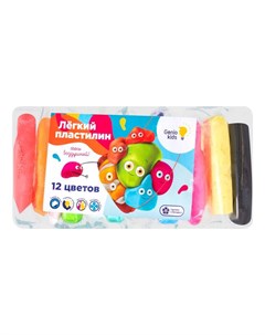 Пластилин для детской лепки легкий набор 12 цветов Genio kids