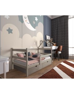 Кровать детская Софа домик 160х80 в комплекте с ящиками масло Асфальт Moonlees