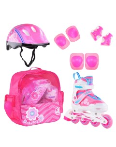 Раздвижные роликовые коньки FLORET Wh Pink Bl шлем защита сумка S 31 34 Alpha caprice