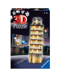 Пазл карт 3D 216 Ночная Пизанская башня арт 12515 синяя коробка Ravensburger