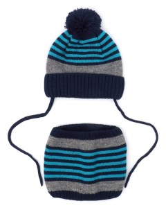 Комплект шапка и шарф снуд для мальчика KB221 A707 102 Синий Бирюзовый 42 44 Me&we