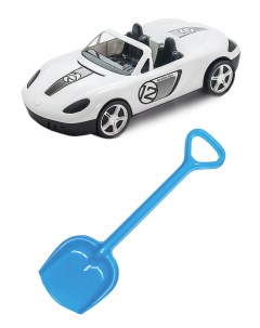 Набор для песочницы автомобиль Кабриолет белый Лопатка 50 см синяя Karolina toys