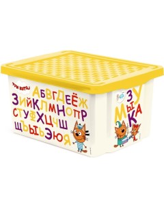 Ящик для игрушек Plastic Centre Три Кота Обучайка считай с желтой крышкой 17 л Little angel