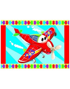 Гравюра А5 с цветным основанием Самолетик Рыжий кот