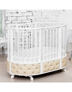 Кровать детская овальная с маятником EVA декор VIP белый слоновая кость Островок уюта