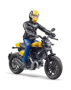 Мотоцикл желтый Scrambler Ducati с мотоциклистом 63 053 Bruder