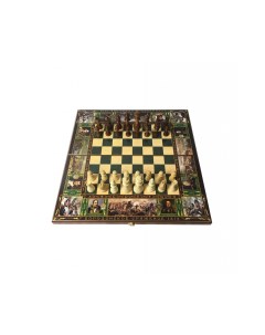 Настольная игра 3 в 1 Бородино шахматы шашки нарды доска дерево 50х50 см 4138207 Nobrand