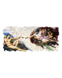 Пазл Сотворение Адама Микеланджело деревянный с двухслойной крышкой размер M Zufa