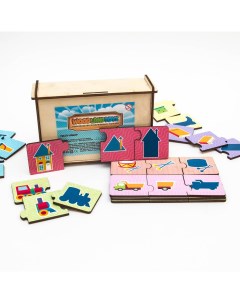 Toys Пазл набор Целое и его части тройной в деревянной коробке 111303 Woodland