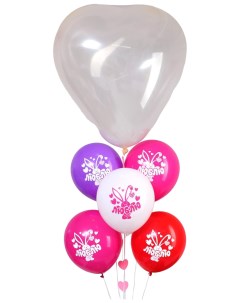 Букет из шаров Сердце 5 24 гирлянда открытка розовый Страна карнавалия