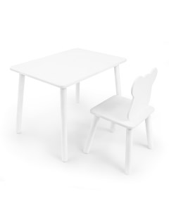 Детский комплект стол и стул Мишка Baby белый белый массив березы мдф 89534 Rolti