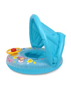 Надувной круг для плавания детский с крышей Машинка BG0038 от 1 года голубой Baziator