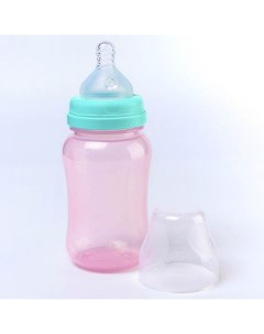 Бутылочка для кормления широкое горло 270 мл розовый бирюзовый Mum&baby