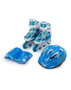 Роликовые коньки раздвижные с комлектом защиты и сумкой YXSKB05 синие р 31 34 Sxride