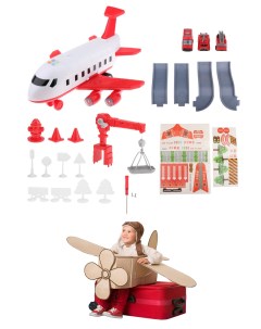 Интерактивная детская игрушка полицейская база самолёта с машинками красный Wellinger kids