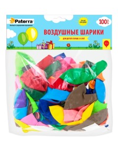Воздушные шарики 30 см разноцветные 100 штук без рисунка Paterra