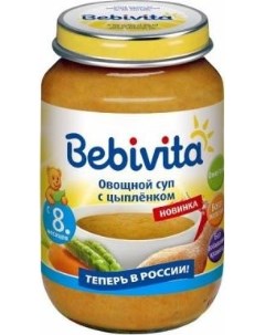 Пюре овощной суп с цыпленком с 8 месяцев 190 г Bebivita