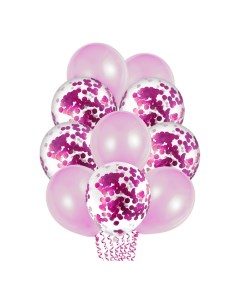 Воздушные шары Веселая вечеринка Конфетти латекс розовые прозрачные 10 шт Fiolento