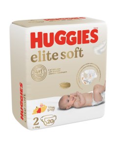 Подгузники Elite Soft 2 для новорожденных 4 6 кг 20 шт Huggies