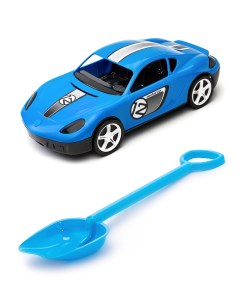 Песочный набор Детский автомобиль Молния синийЛопатка 50 см голубой Karolina toys