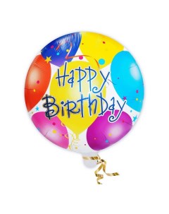 Воздушный шар Веселая вечеринка Happy Birthday 1 фольга разноцветный Fiolento