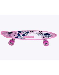Скейтборд с ручкой 59 17 со светящимися колесами цветы пенниборд Dreams