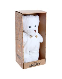 Мягкая игрушка Медведица Сильва в белом комбинезоне 33 см Unaky soft toy