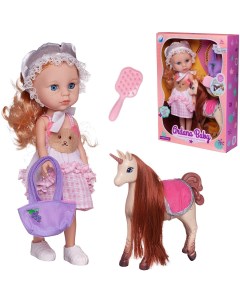 Кукла Junfa Ardana Baby блондинка в бело розовом платье с единорогом 32 5 см Junfa toys