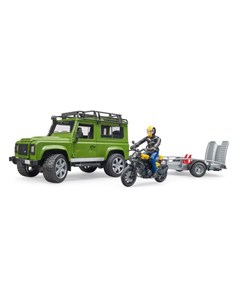 Внедорожник Land Rover Defender с мотоциклом Scrambler Ducati Full Throttle 02 589 Bruder