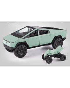 Металлическая модель Tesla Cybertruck Pickup с квадроциклом зеленый 23 см Xctoys