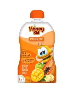 Пюре Яблоко манго папайя банан с 8 месяцев 220 г Honey kid