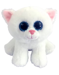 Мягкая игрушка Котенок белый с голубыми глазками 15 см Abtoys
