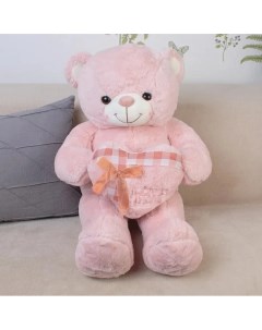 Мягкая игрушка мишка плюшевый розовый с сердечком 70 СМ Томато
