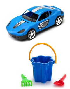 Песочный набор Детский автомобиль Молния синийНабор Цветок 3 элемента Karolina toys
