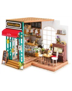 3D деревянный пазл Robotime Миниатюрный дом Кофейня Саймона DG109 Diy