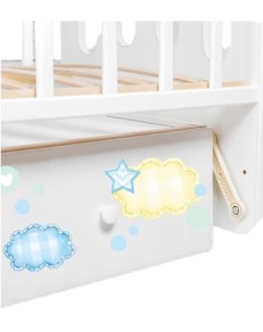 Детская кроватка Зайка на маятнике с ящиком цвет белый 3538411 Вдк