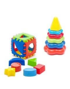 Развивающие игрушки Сортер Кубик логический малый Пирамидка детская малая Karolina toys