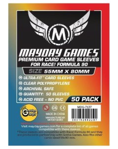 Протекторы для настольных игр Mayday Premium Race Formula 90 Card 55x80 MDG 7137 Mayday games