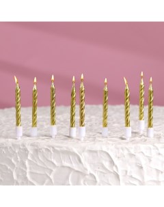 Набор свечи в торт Спираль 200шт 7 см золотой металлик Nobrand