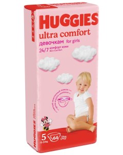 Подгузники Ultra Comfort для девочек 5 12 22 кг 64 шт Huggies