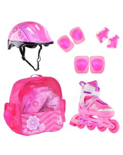 Раздвижные роликовые коньки FLORET Wh Pink Viol шлем защита сумка M 35 38 Alpha caprice
