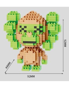 Конструктор 3D из миниблоков Kaws обезьянка зеленая 445 элементов BA18264 Balody