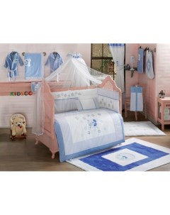 Комплект в кроватку Panda цвет голубой 6 предметов Kidboo