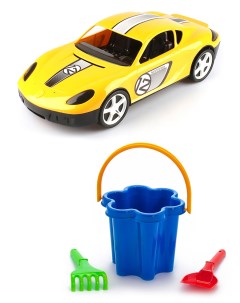Набор развивающий Автомобиль желтый Песочный набор Цветок Karolina toys