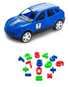 Набор развивающий Автомобиль синий Песочный набор Арифметика Karolina toys